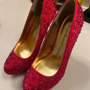 Ruby Red “Slippers” - Platform sparkle heels